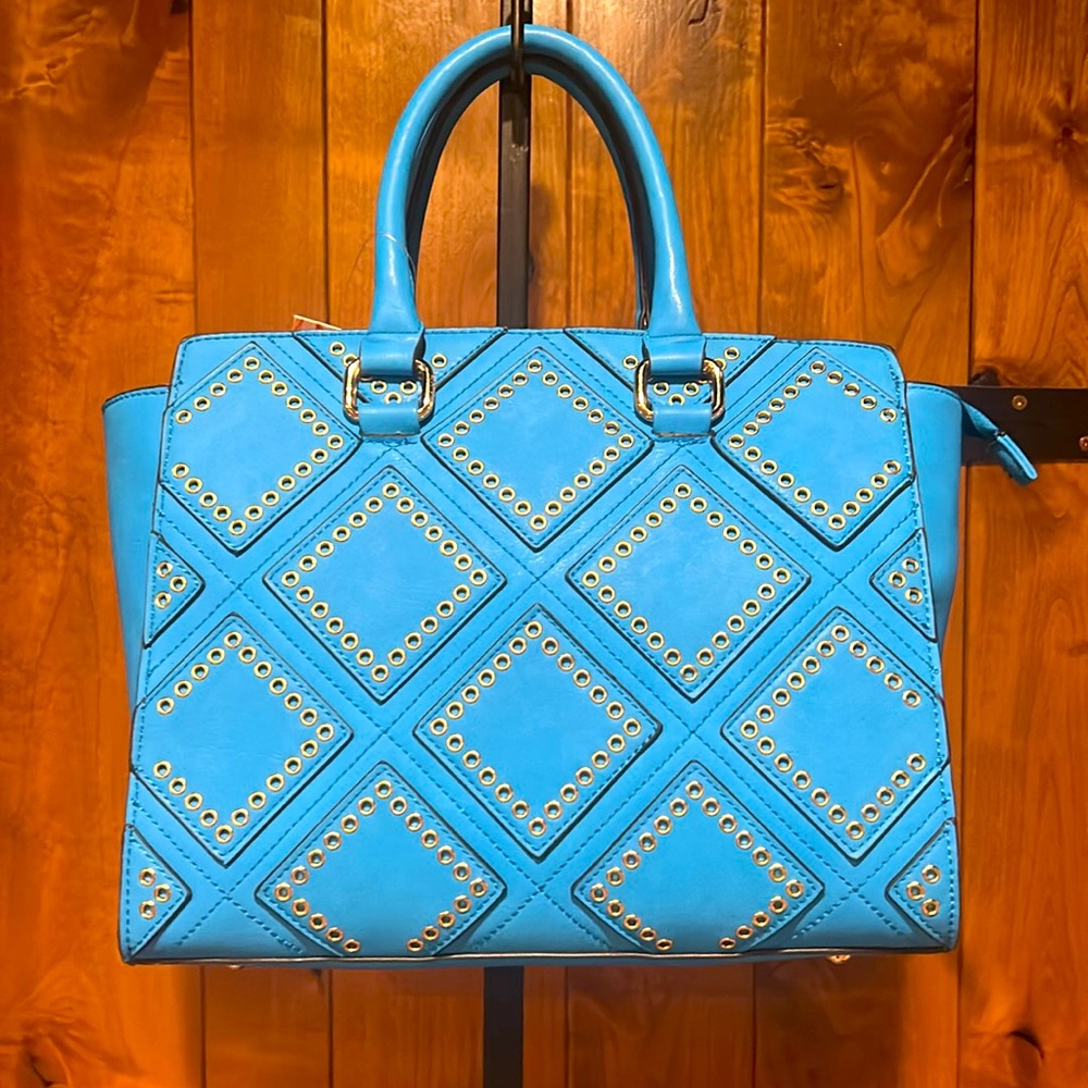 NWT Fabulous Age Turquoise Diamond Embossed Satchel